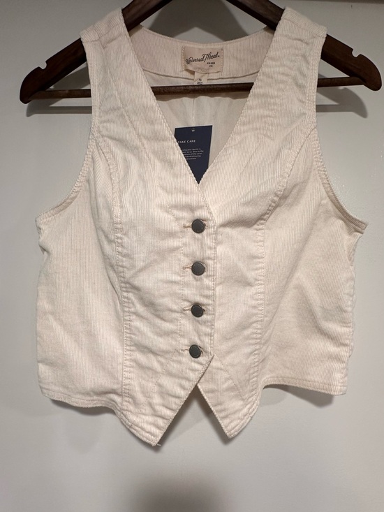 Universal Thread Tops - Universal Thread Cream Corduroy Button Vest